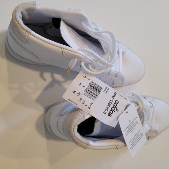 Adidas Women's 7.5 White High Tops - New - Picture 2 of 4